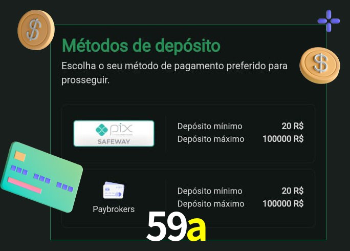 O cassino 59a oferece uma grande variedade de métodos de pagamento